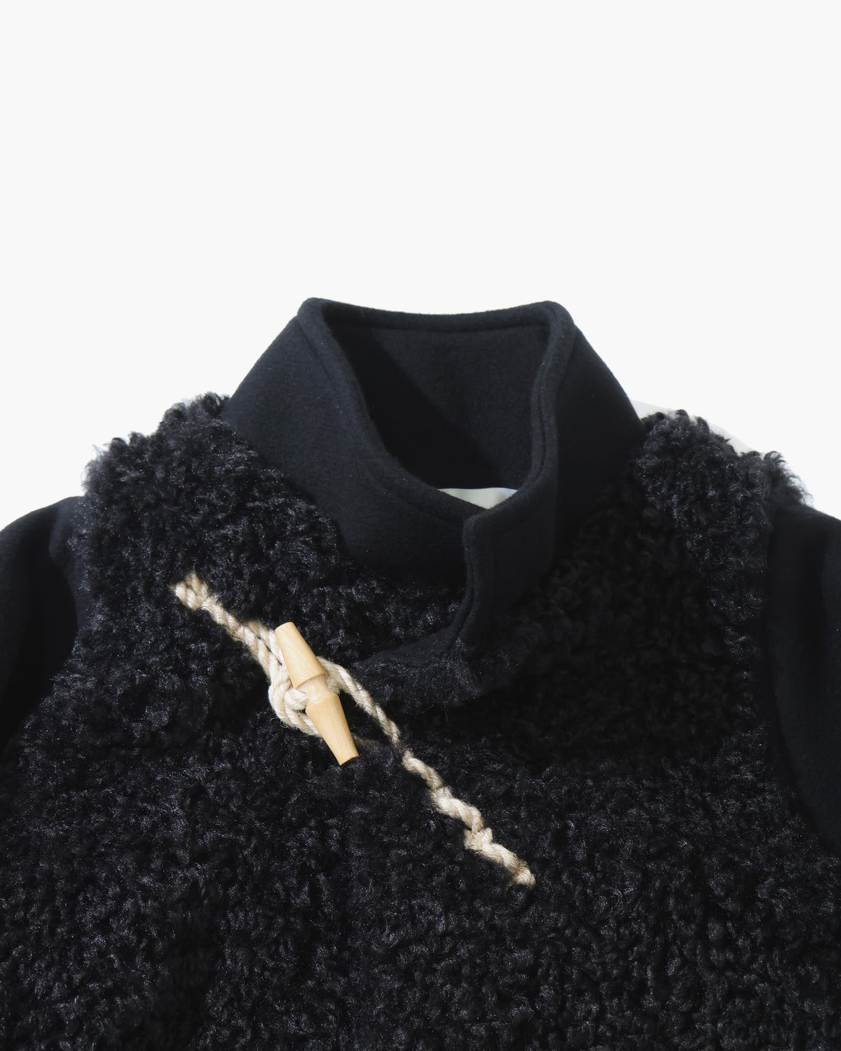 DOUBLE-FACED FAUX SHEARING DUFFEL JACKET