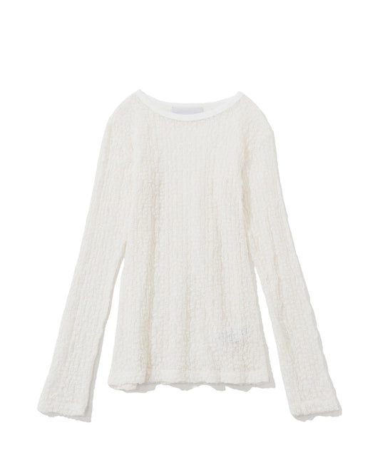 floral shirred lace long slv