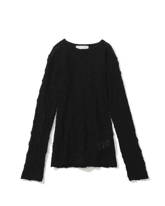 floral shirred lace long slv