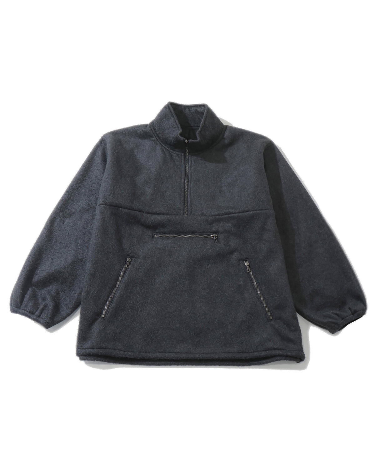 Pe/Silk Fleece　Harf-zip P/O HeatherBlack