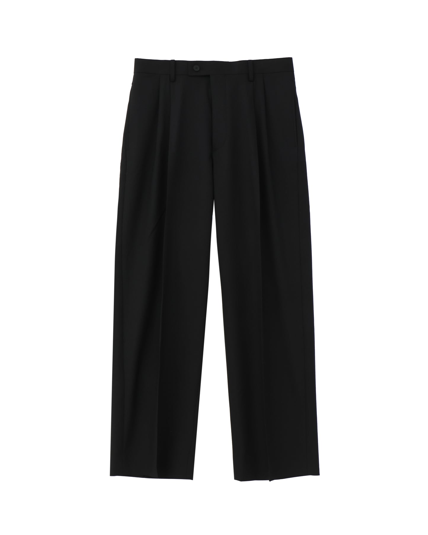 SUPER FINE TROPICAL WOOL TWO-TUCK SLACKS BLACK