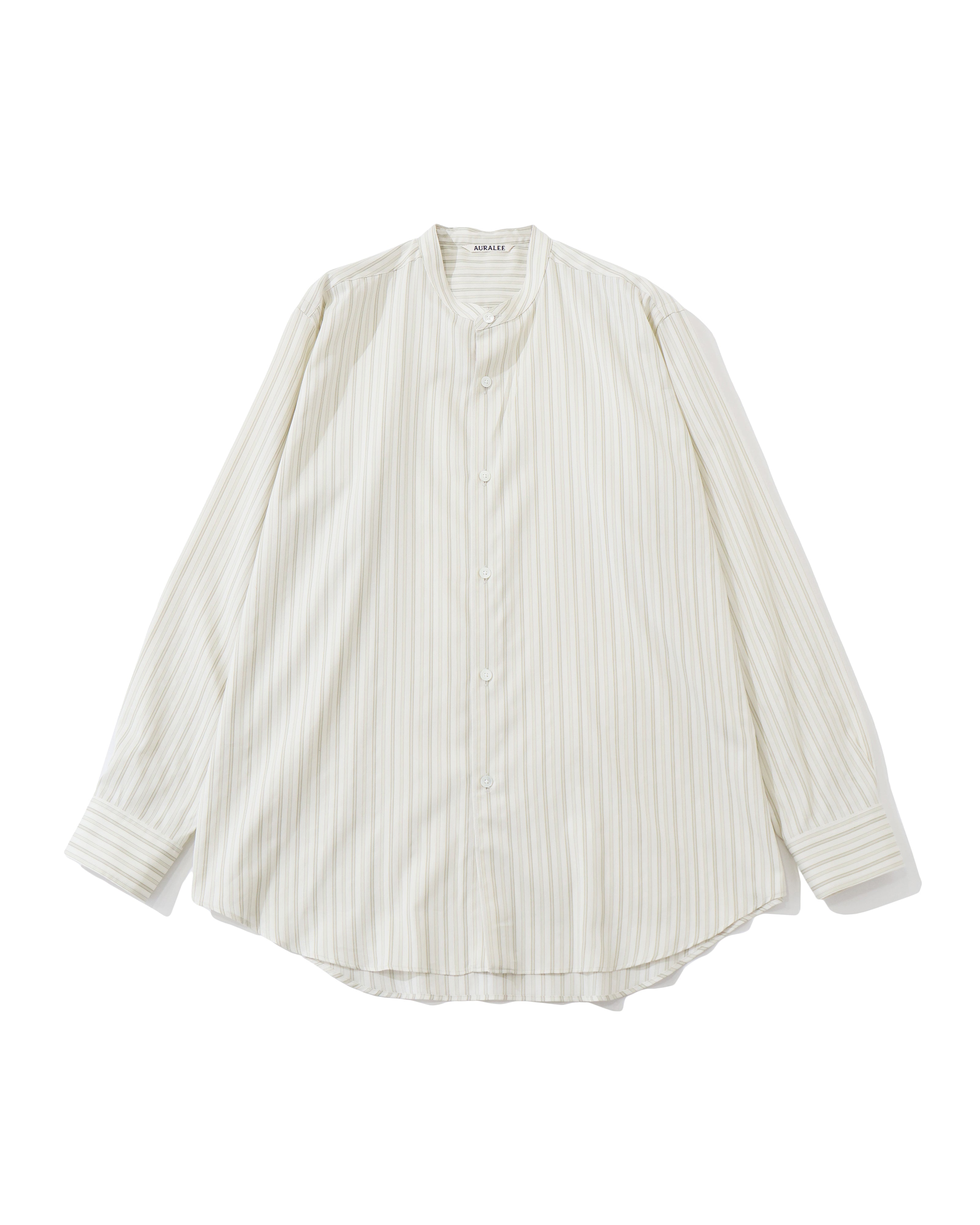 トップス COTTON SILK STRIPE STAND COLLAR SHIRT COTTON SILK STRIPE STAND COLLAR SHIRT IVORY STRIPE – TIME AFTER TIME
