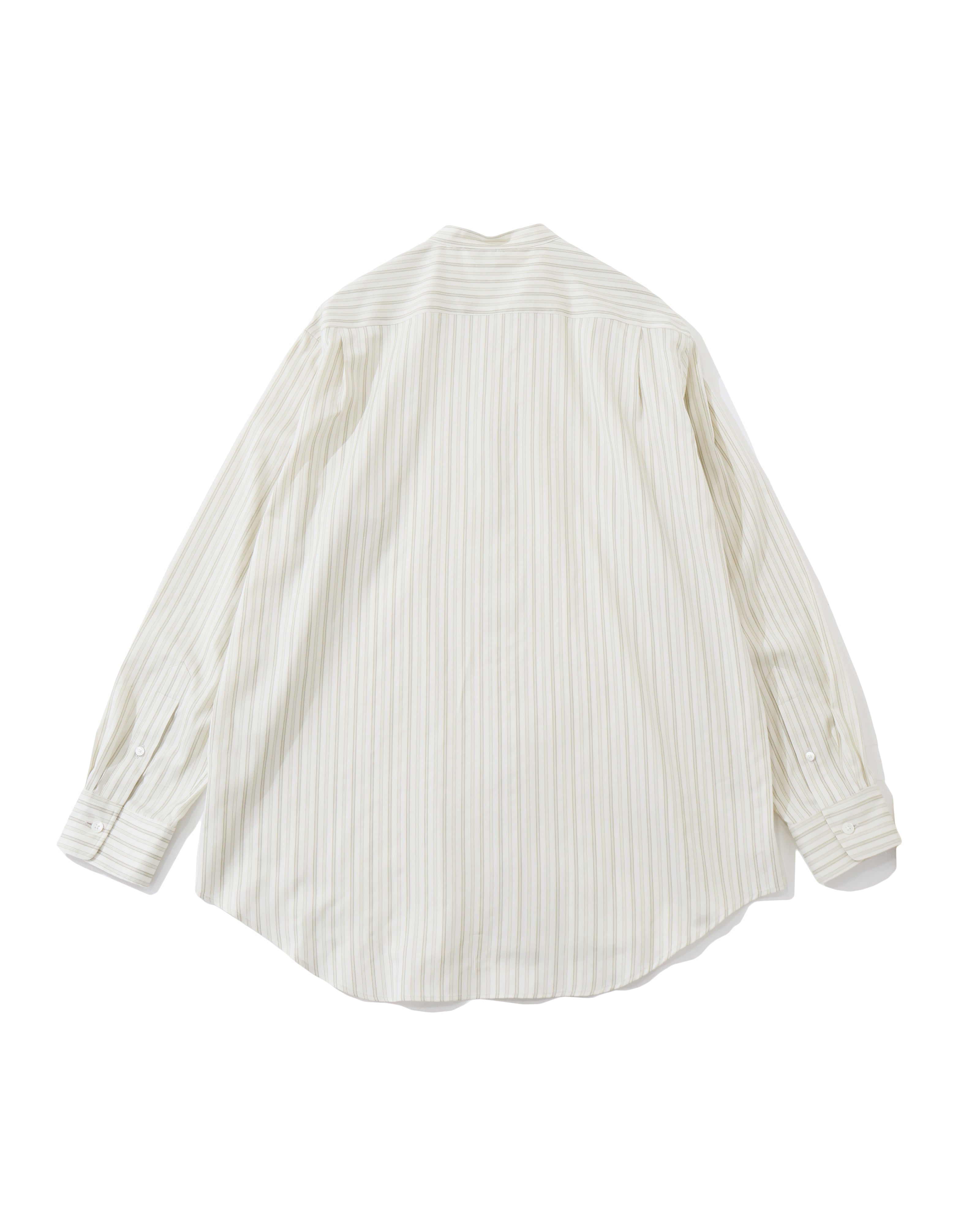 COTTON SILK STRIPE STAND COLLAR SHIRT IVORY STRIPE – TIME AFTER TIME