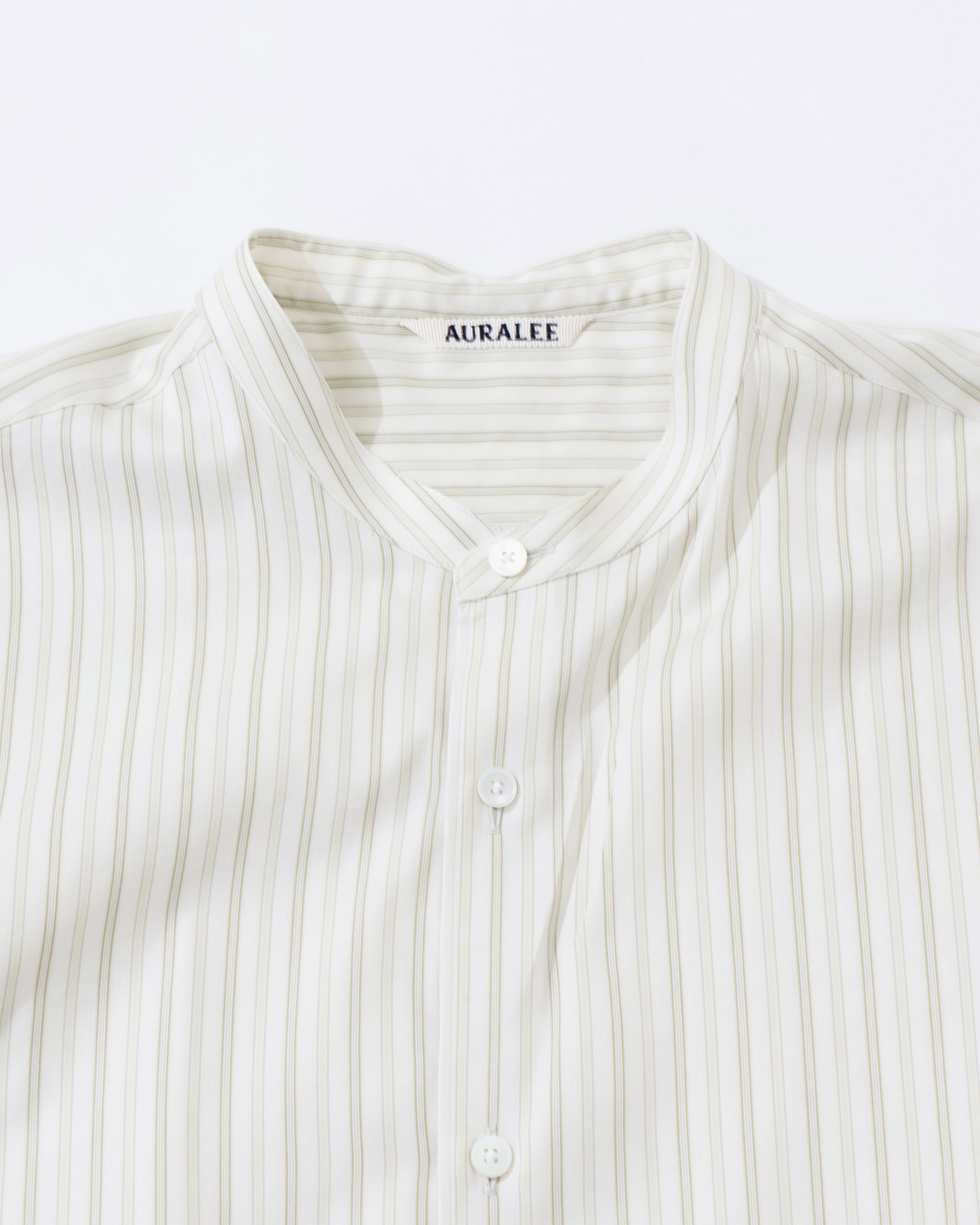 COTTON SILK STRIPE STAND COLLAR SHIRT IVORY STRIPE – TIME AFTER TIME