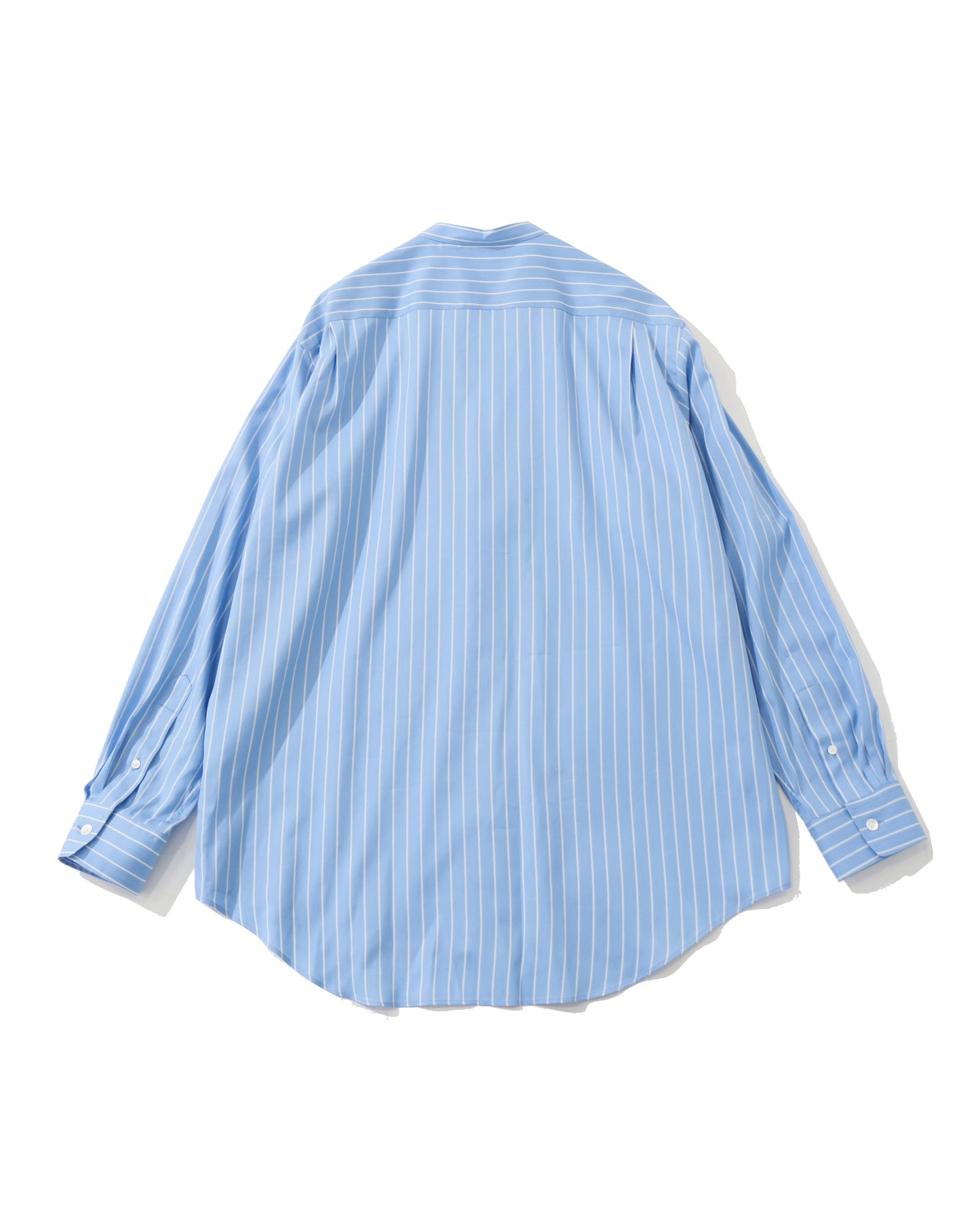 COTTON SILK STRIPE STAND COLLAR SHIRT SAX BLUE STRIPE