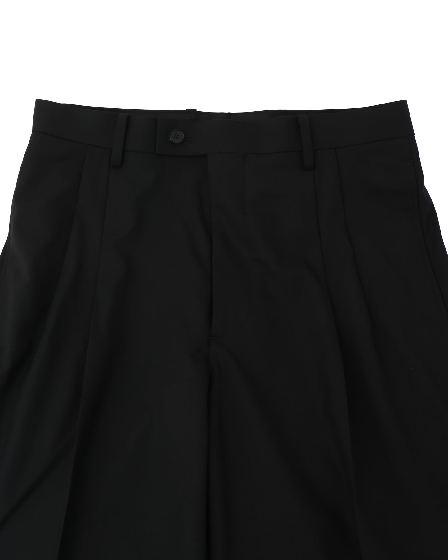 SUPER FINE TROPICAL WOOL TWO-TUCK SLACKS BLACK