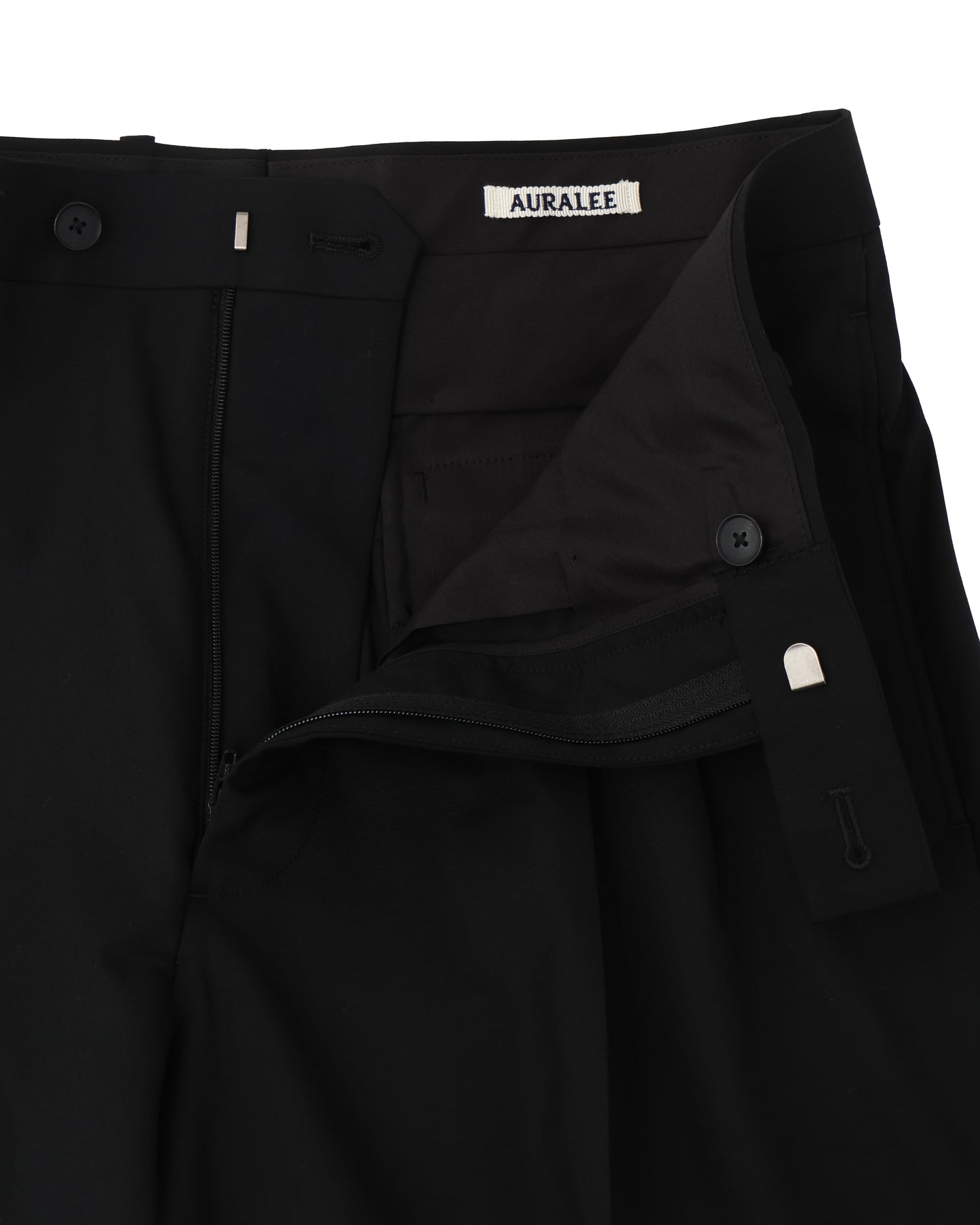 SUPER FINE TROPICAL WOOL TWO-TUCK SLACKS BLACK