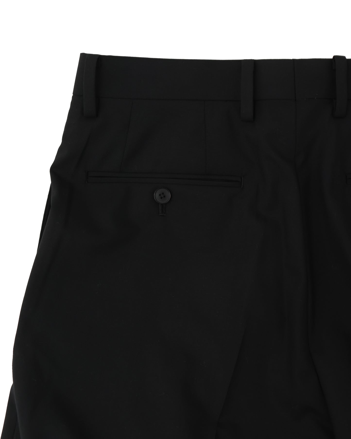 SUPER FINE TROPICAL WOOL TWO-TUCK SLACKS BLACK