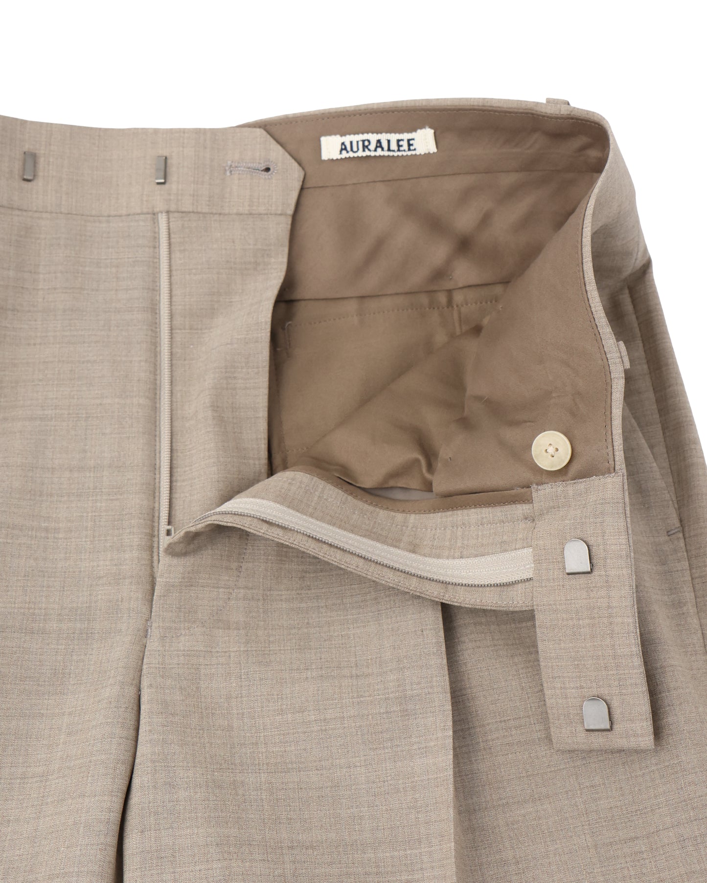 SUPER FINE TROPICAL WOOL SLACKS TOP LIGHT BROWN