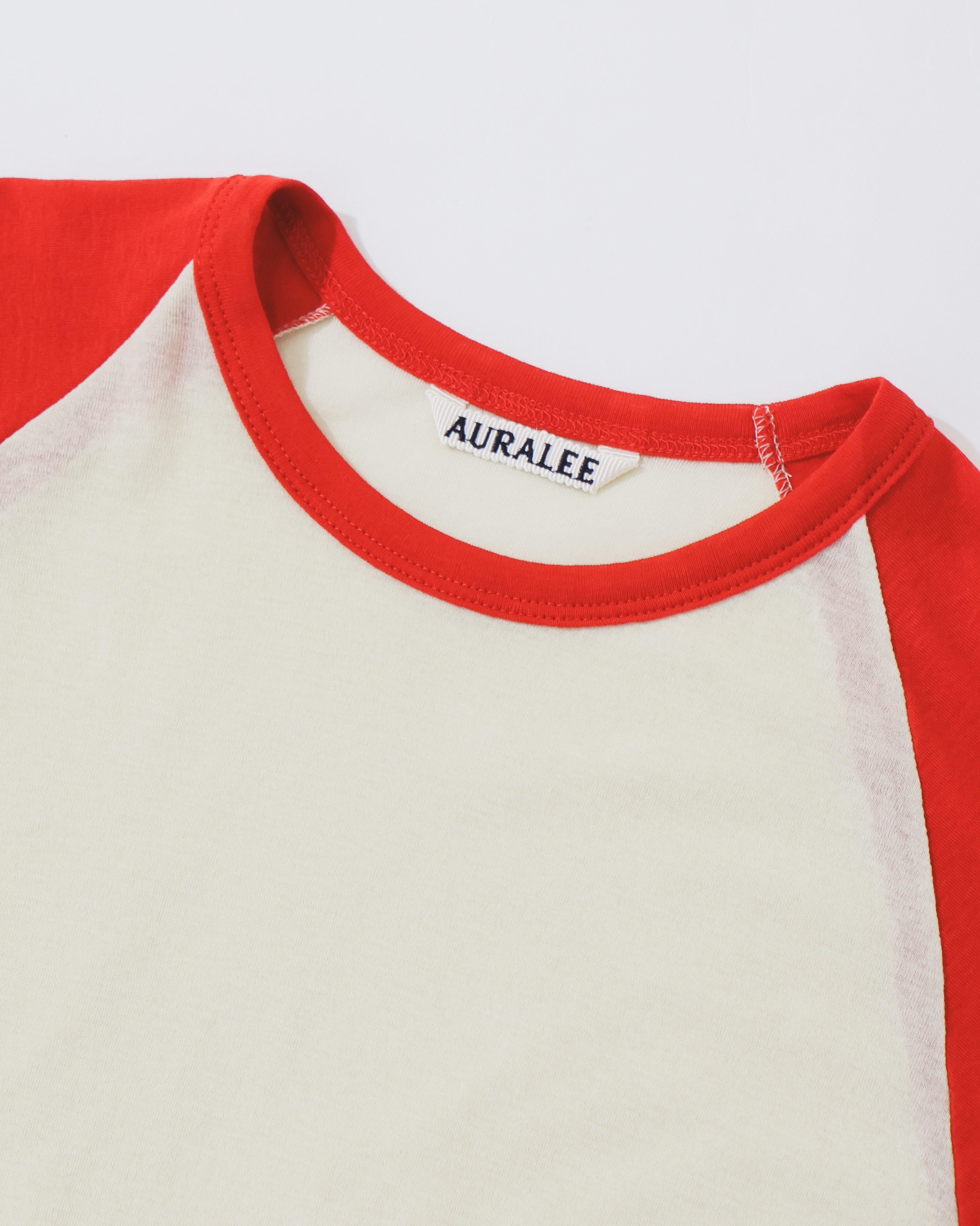 トップス 26SSauraleeSUPER HIGH GAUGE SHEER RAGLAN Auralee Super High Gauge Sheer Rib Raglan White Blue – Neighbour