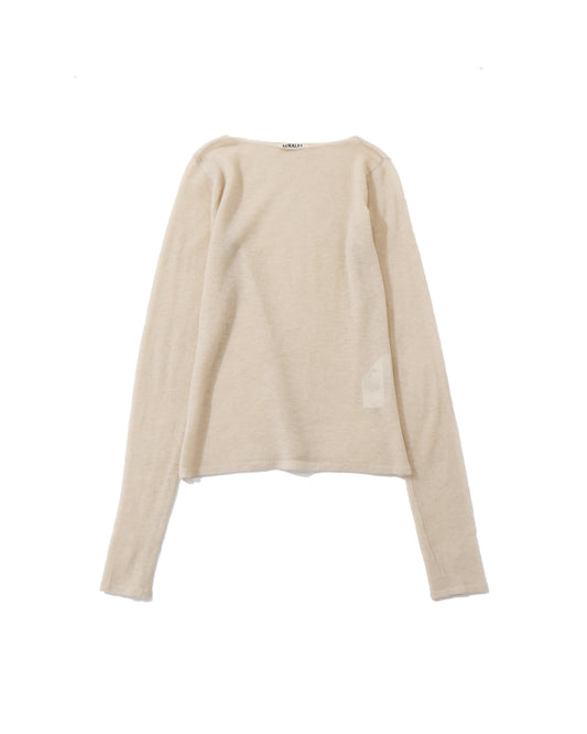 SHEER CASHMERE KNIT BOAT NECK P/O