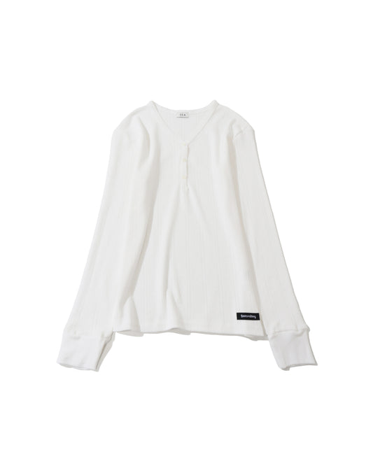 アイレット リブ Vネック ヘンリー L/S TEE