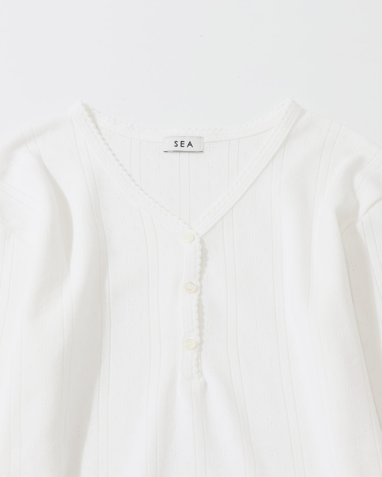 アイレット リブ Vネック ヘンリー L/S TEE
