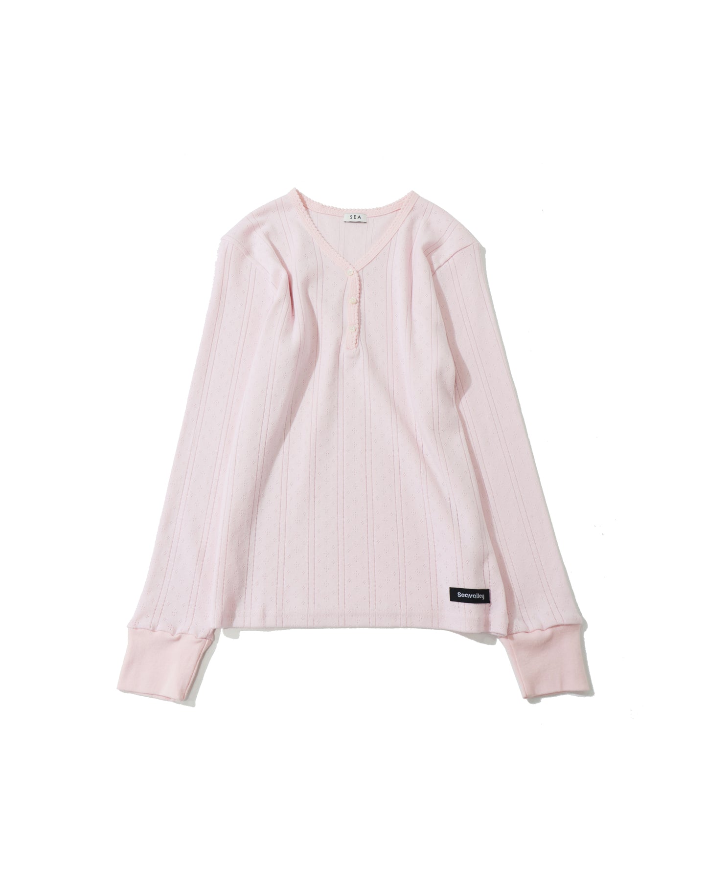 アイレット リブ Vネック ヘンリー L/S TEE