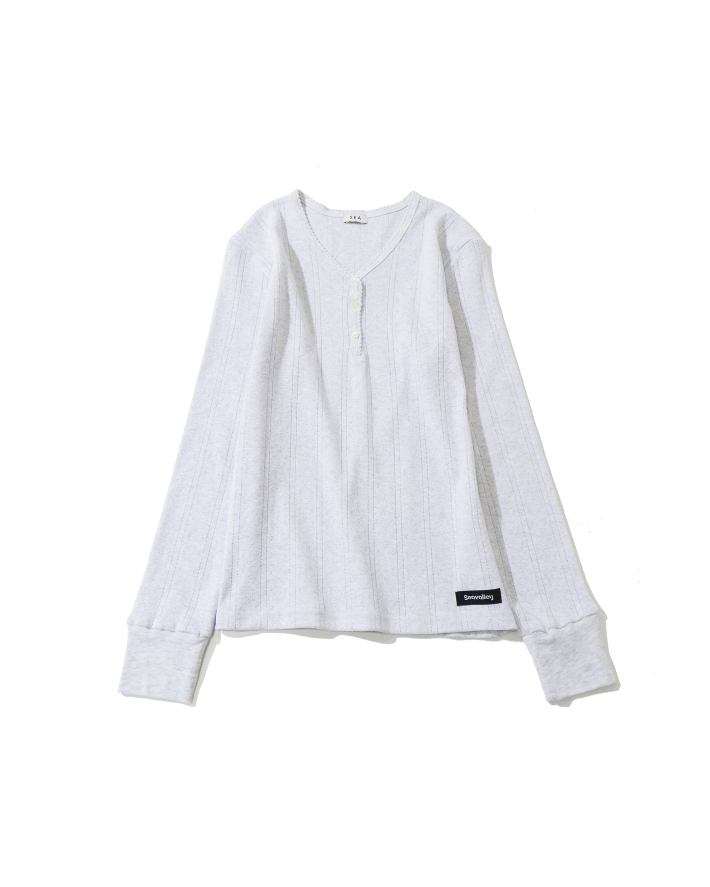 アイレット リブ Vネック ヘンリー L/S TEE