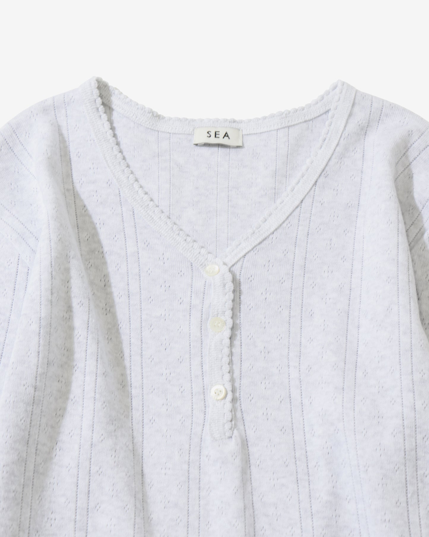 アイレット リブ Vネック ヘンリー L/S TEE