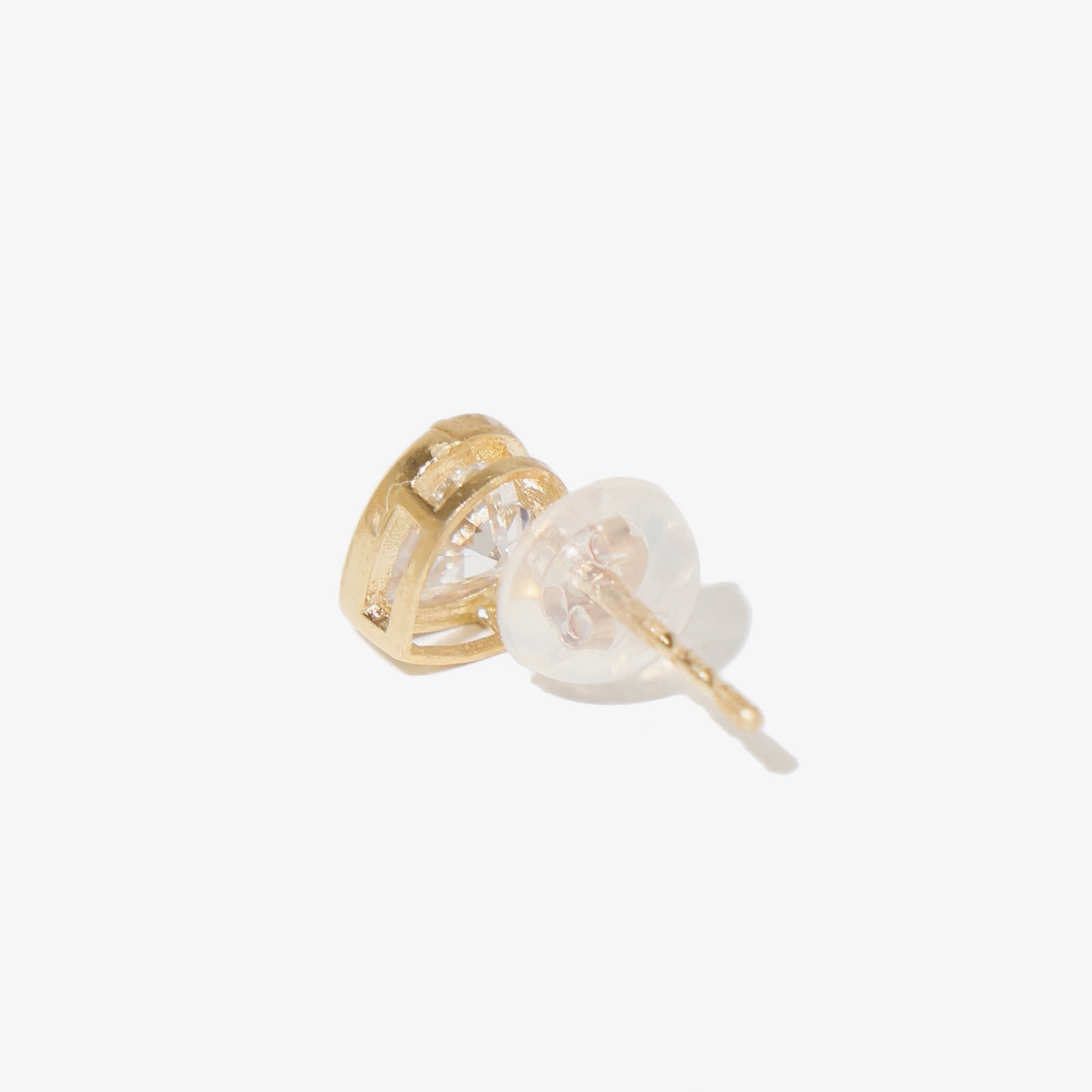 14K ジルコニア ハート一粒ピアス