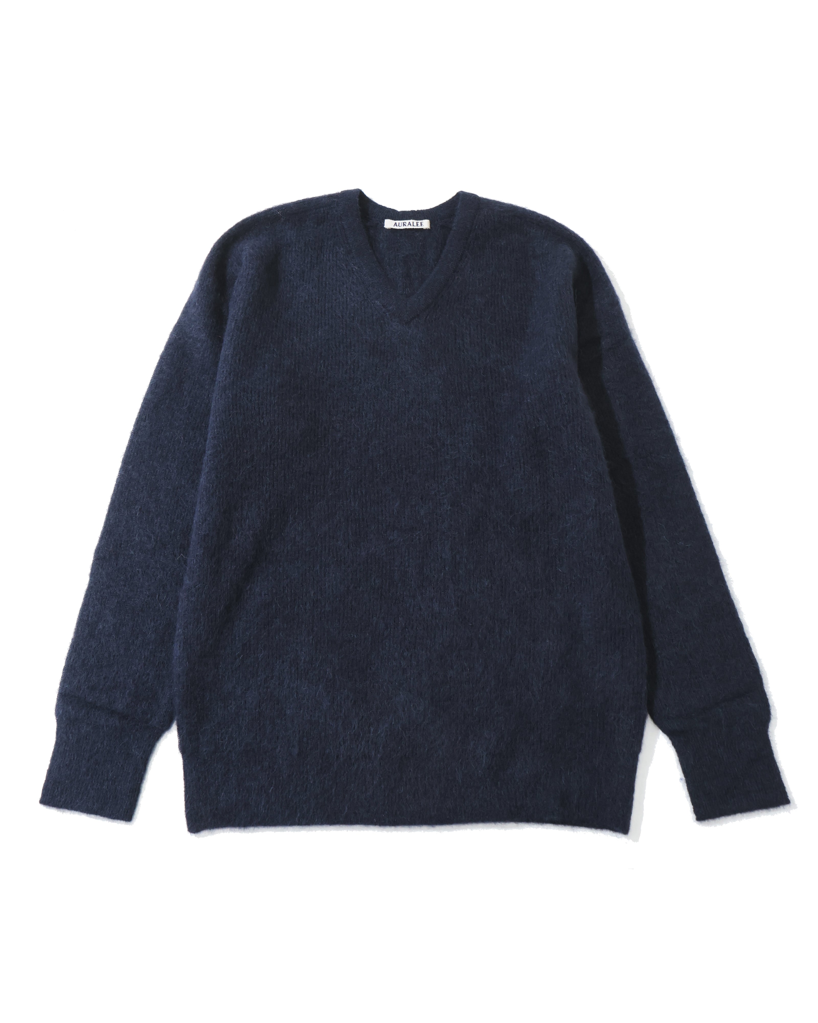 BABY SURI ALPACA SHEER KNIT V-NECK P/O NAVY – TIME AFTER TIME