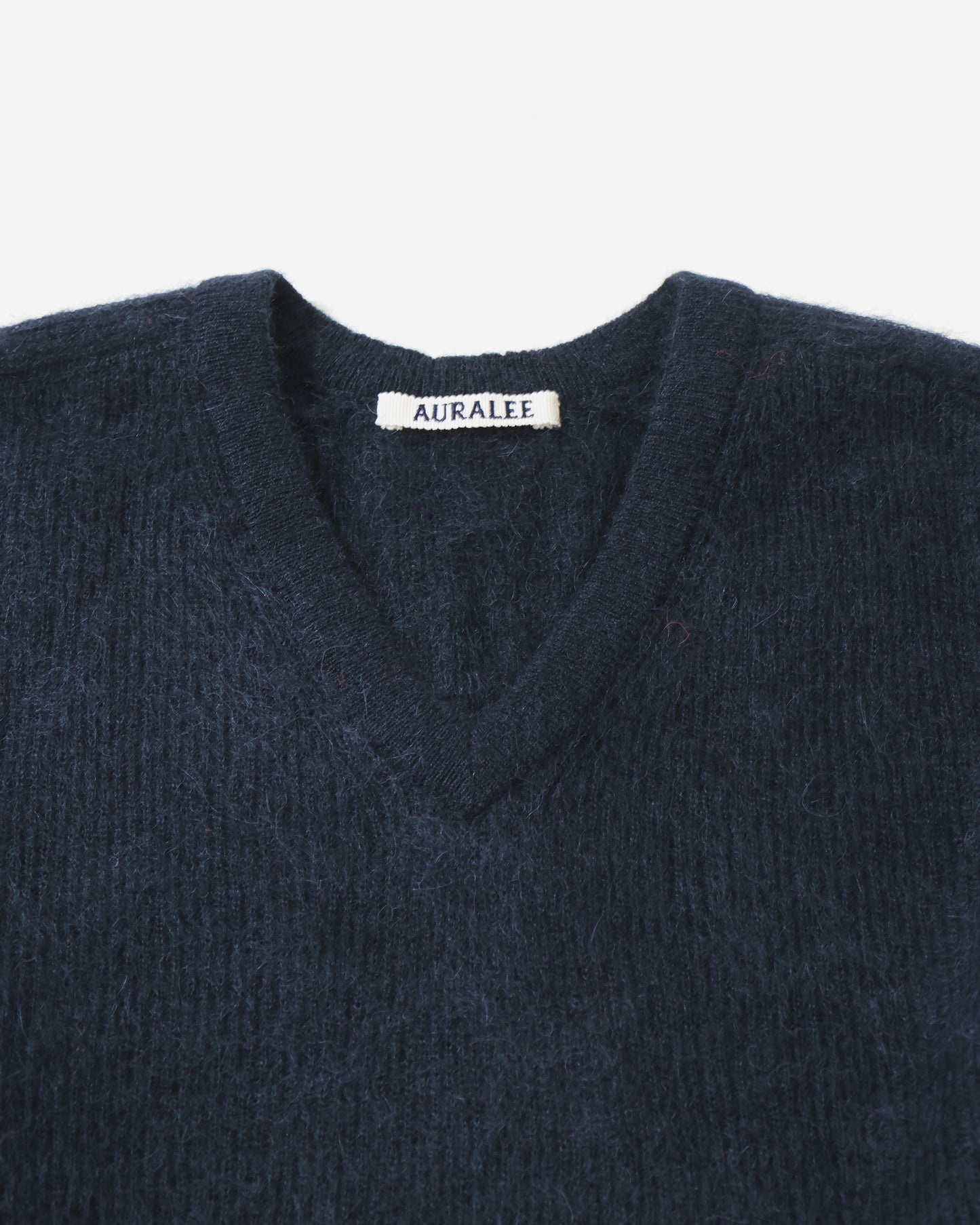 BABY SURI ALPACA SHEER KNIT V-NECK P/O NAVY