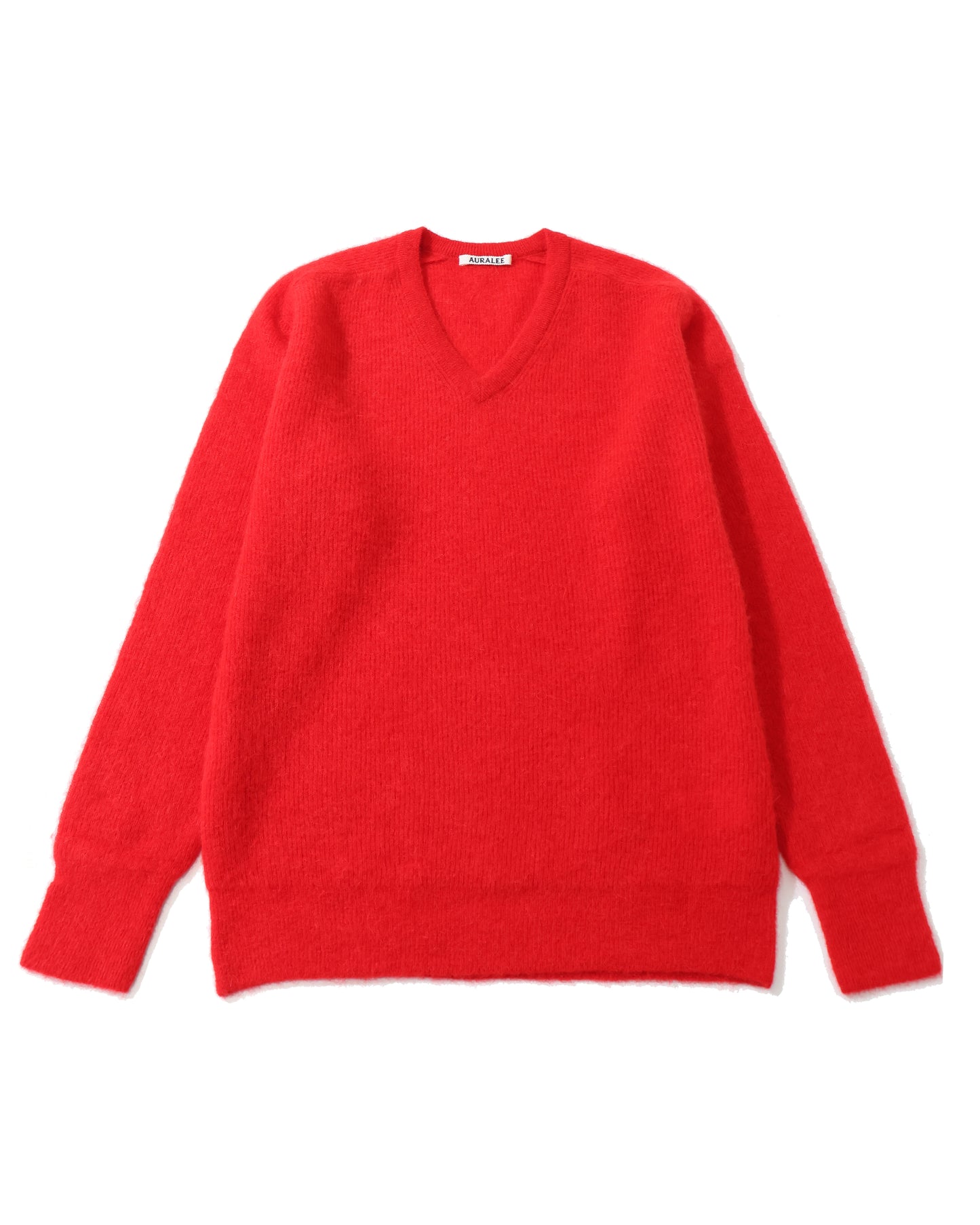 BABY SURI ALPACA SHEER KNIT V-NECK P/O RED