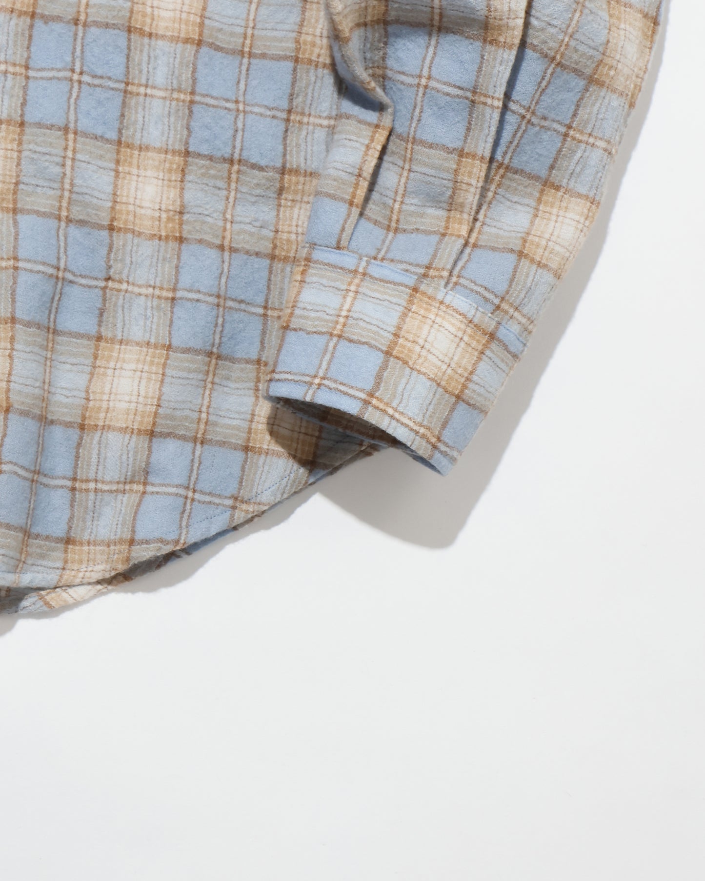 AIRY WOOL CHECK SHIRT LIGHT BLUE × BEIGE