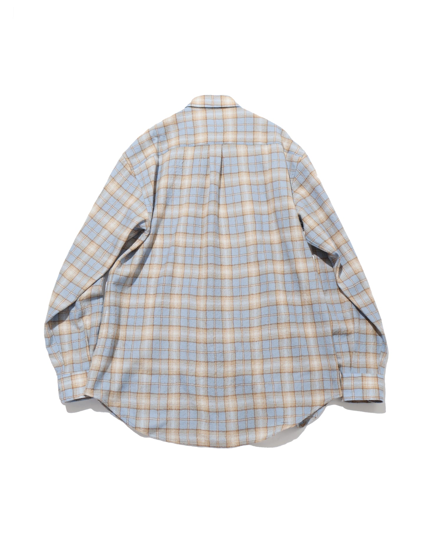 AIRY WOOL CHECK SHIRT LIGHT BLUE × BEIGE
