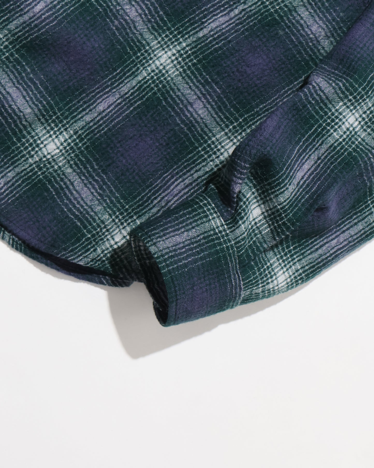 AIRY WOOL CHECK SHIRT LIGHT FOREST GREEN × NAVY