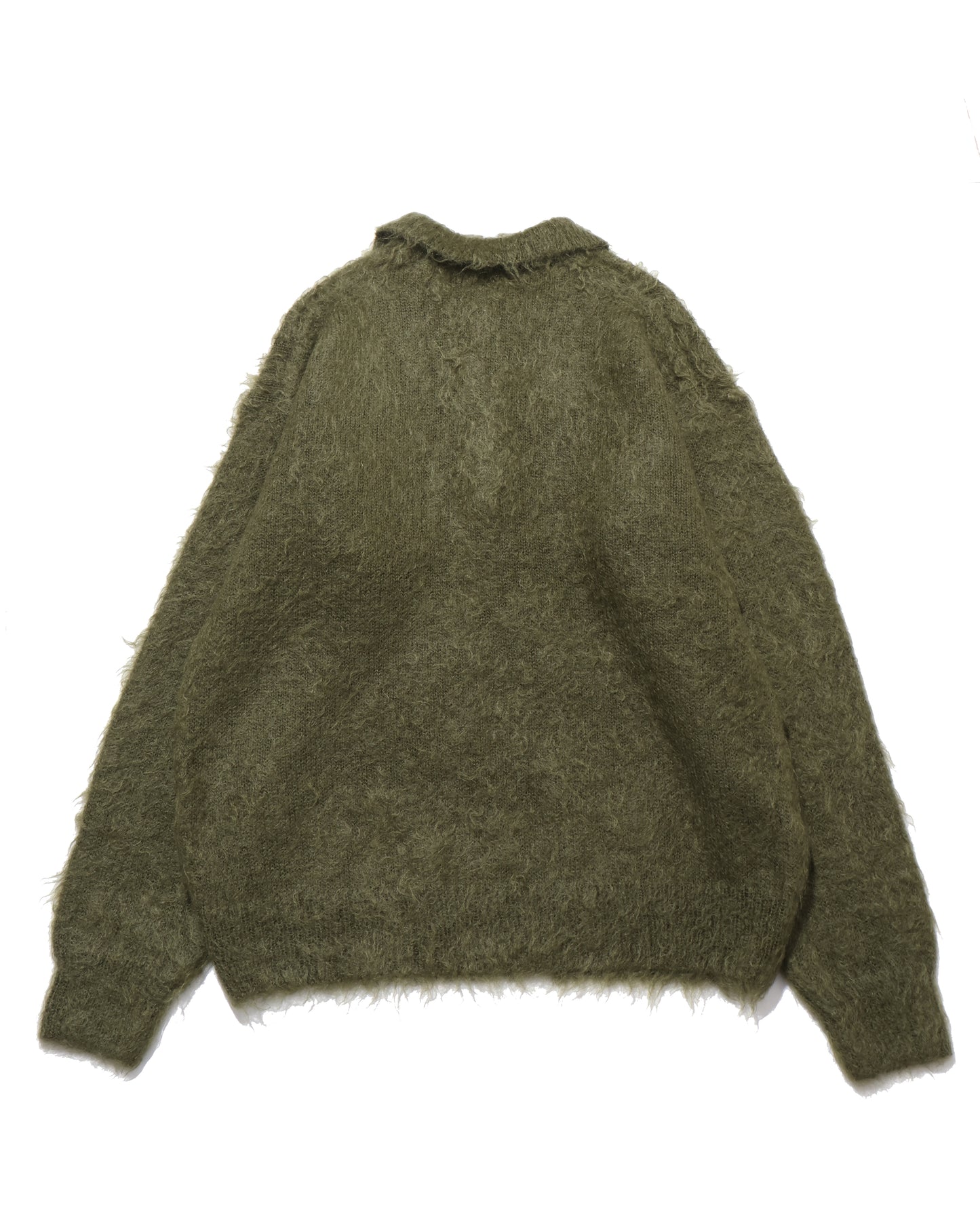 BRUSHED SUPER KID MOHAIR KNIT POLO OLIVE