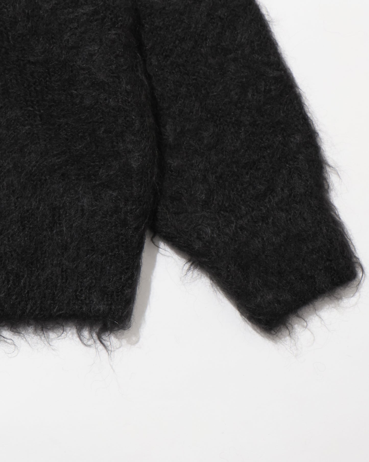 BRUSHED SUPER KID MOHAIR KNIT POLO INK BLACK