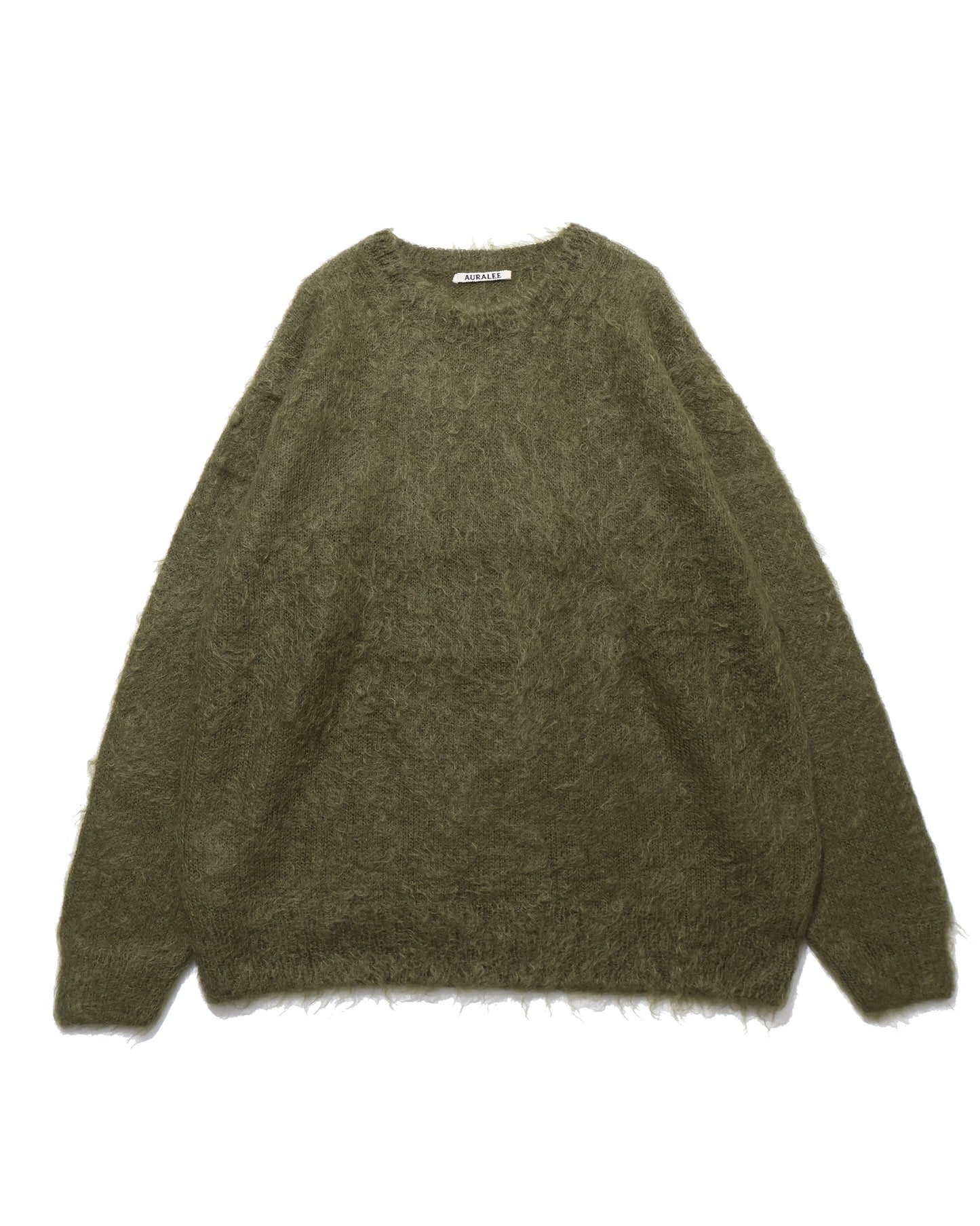 BRUSHED SUPER KID MOHAIR KNIT P/O OLIVE