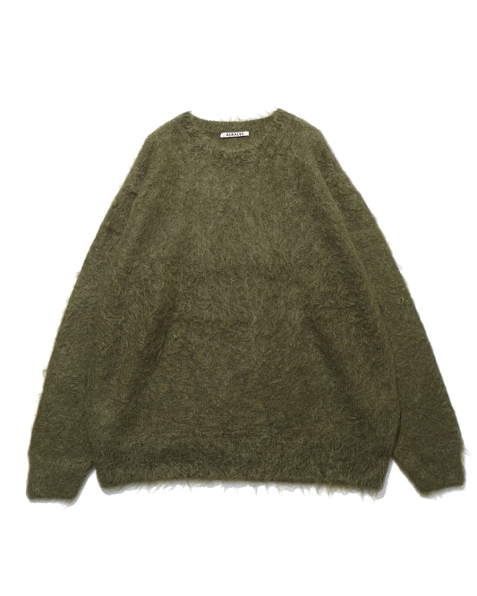 BRUSHED SUPER KID MOHAIR KNIT P/O OLIVE