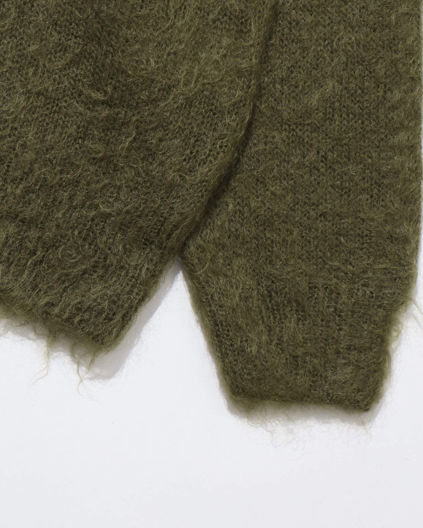 BRUSHED SUPER KID MOHAIR KNIT P/O OLIVE