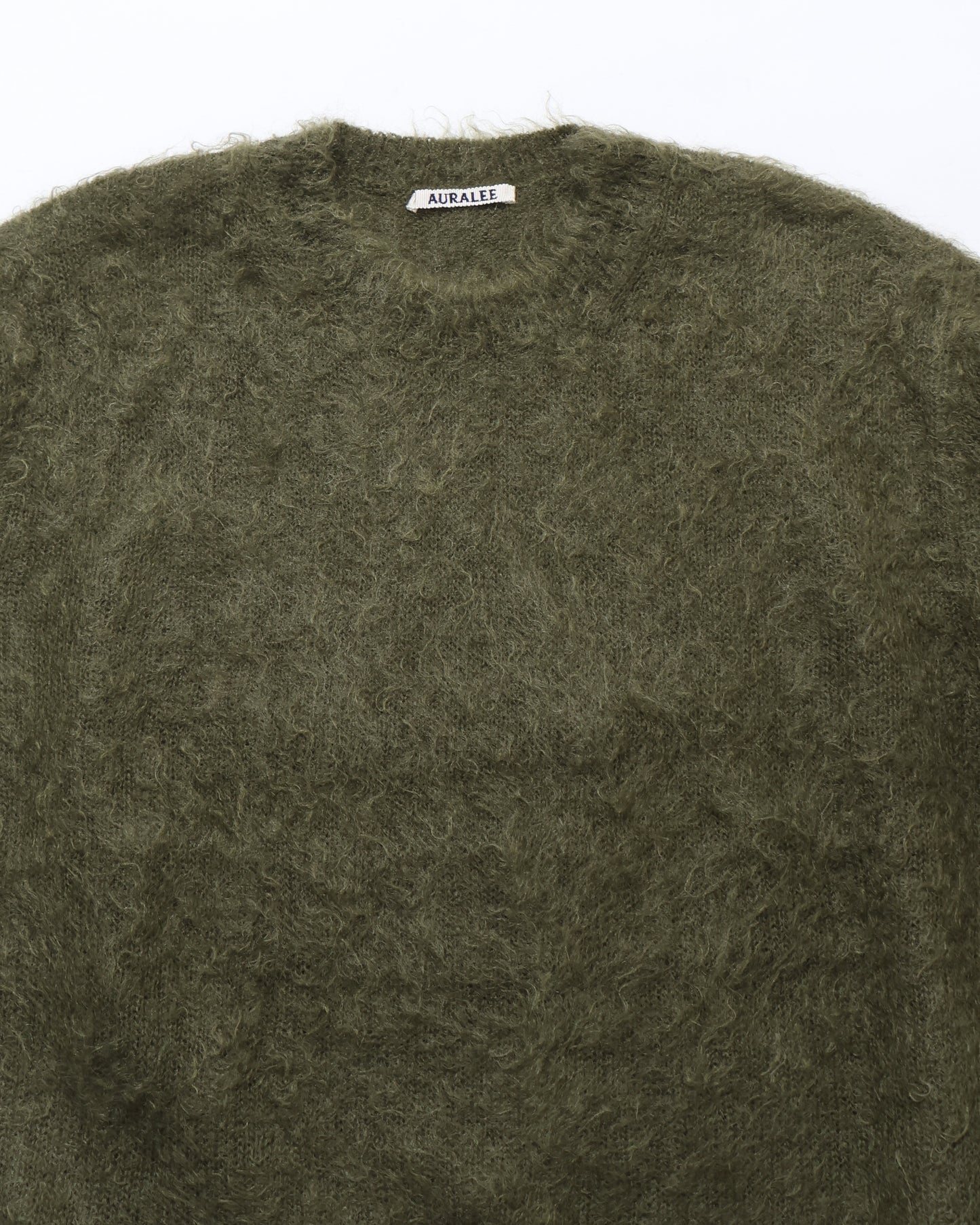BRUSHED SUPER KID MOHAIR KNIT P/O OLIVE