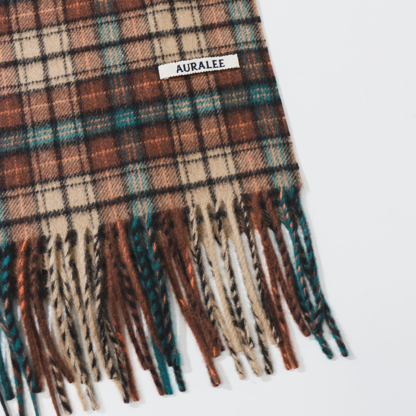 CASHMERE CHECK LONG STOLE RED BROWN CHECK