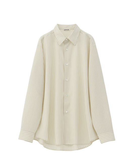 SUPER FINE WOOL STRIPE SHIRT IVORY STRIPE