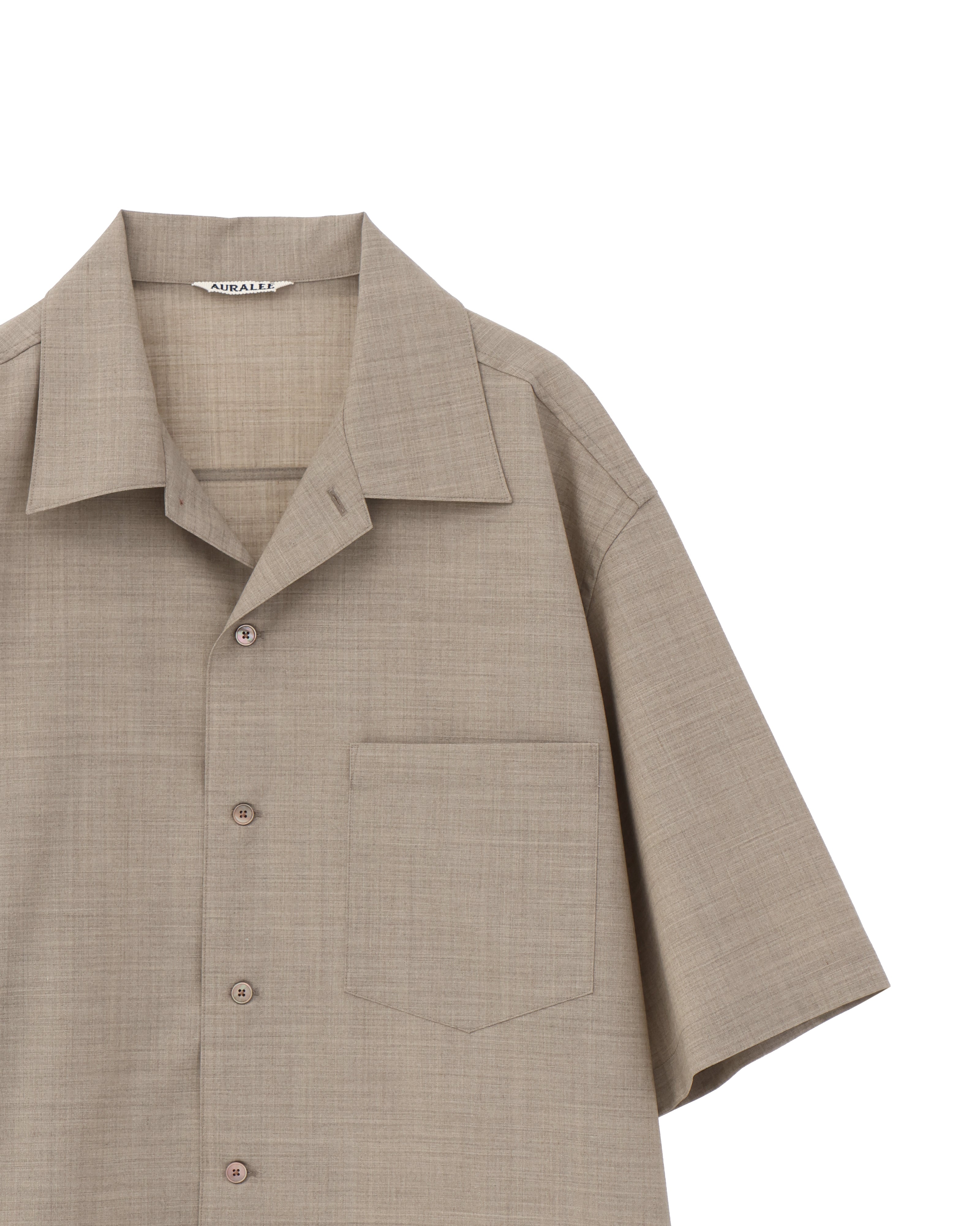 SUPER FINE TROPICAL WOOL OPEN COLLAR HALF SLEEVED SHIRT TOP SUPER FINE TROPICAL WOOL OPEN COLLAR HALF SLEEVED SHIRT TOP