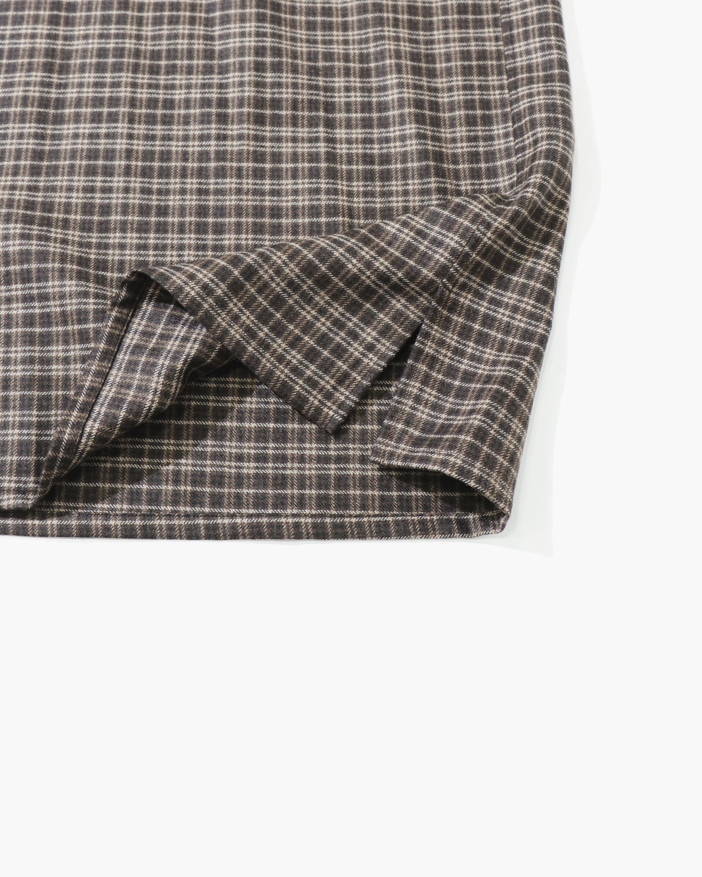 Wool Plaid Open Collar Shirt BROWN