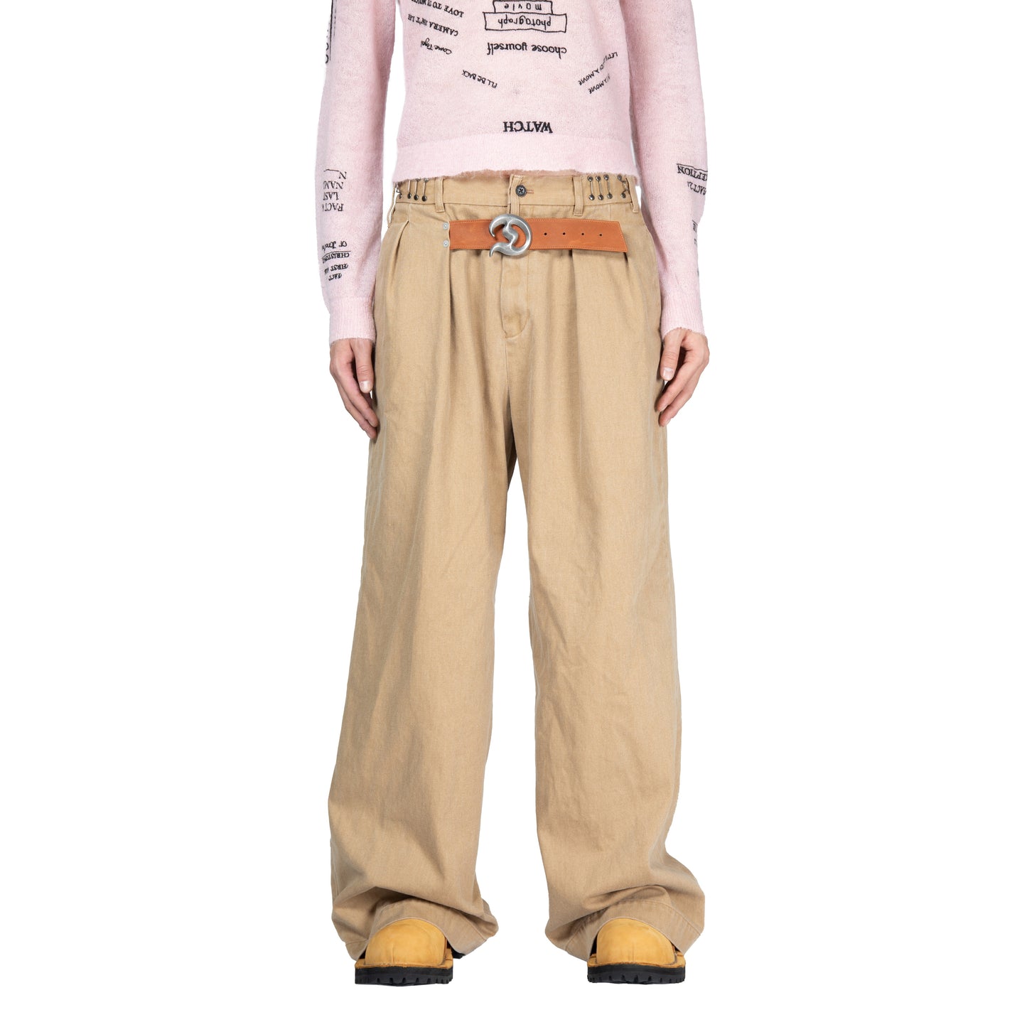 ”D” Buckle Super Wide Chino Pants