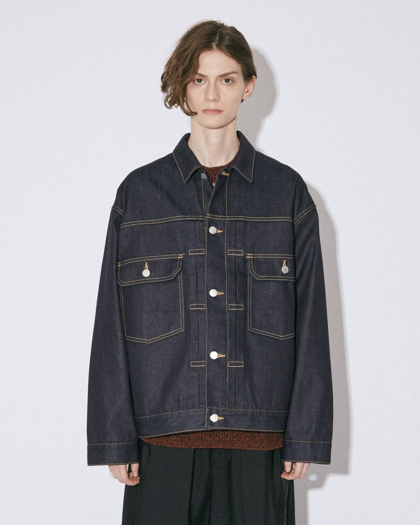 selvedge denim square big blouson