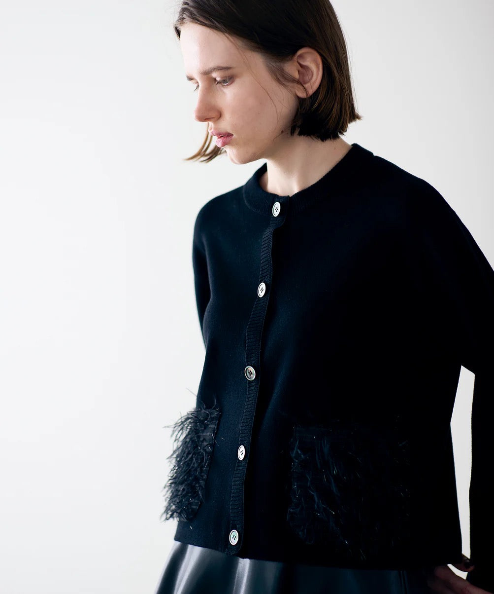 sheer fringe cocoon cardigan