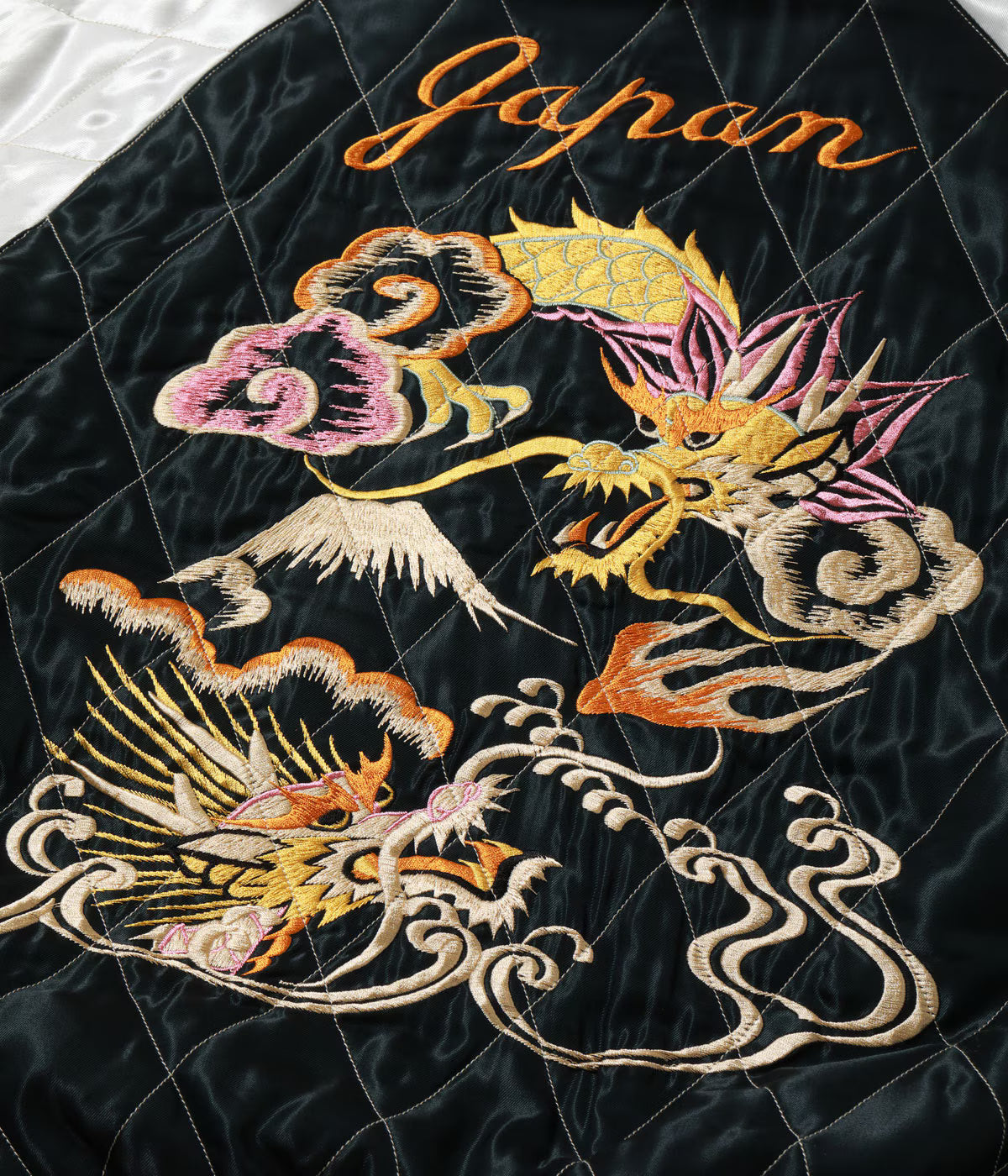 Mid 1950s Style Acetate Quilted Souvenir Jacket “WHITE TIGER” × “DUELLING DRAGONS” TT15973-219