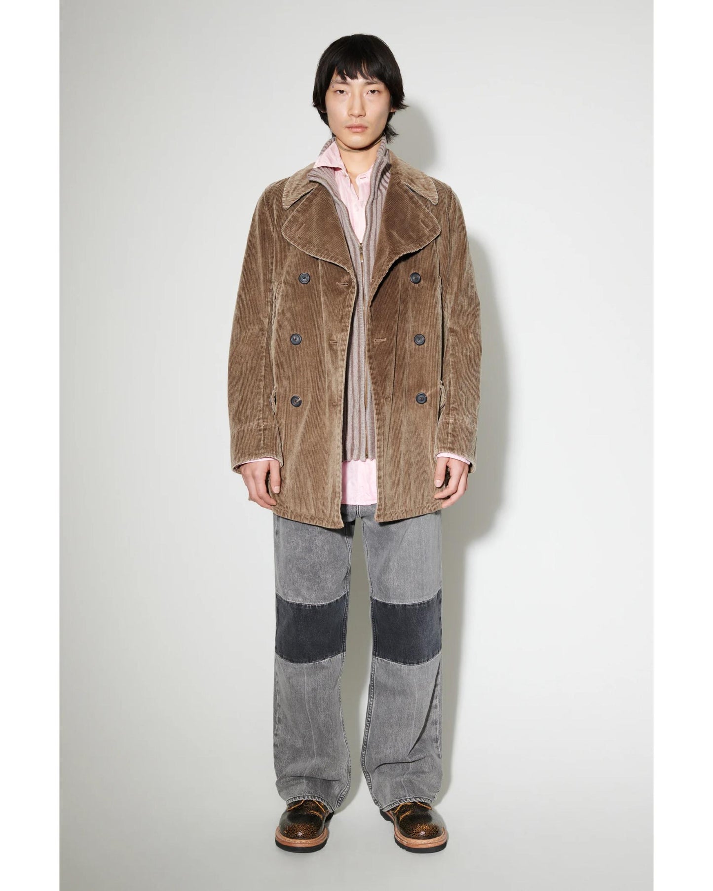 CROPPED BIKER TRENCH  BROWN ENZYME CORD