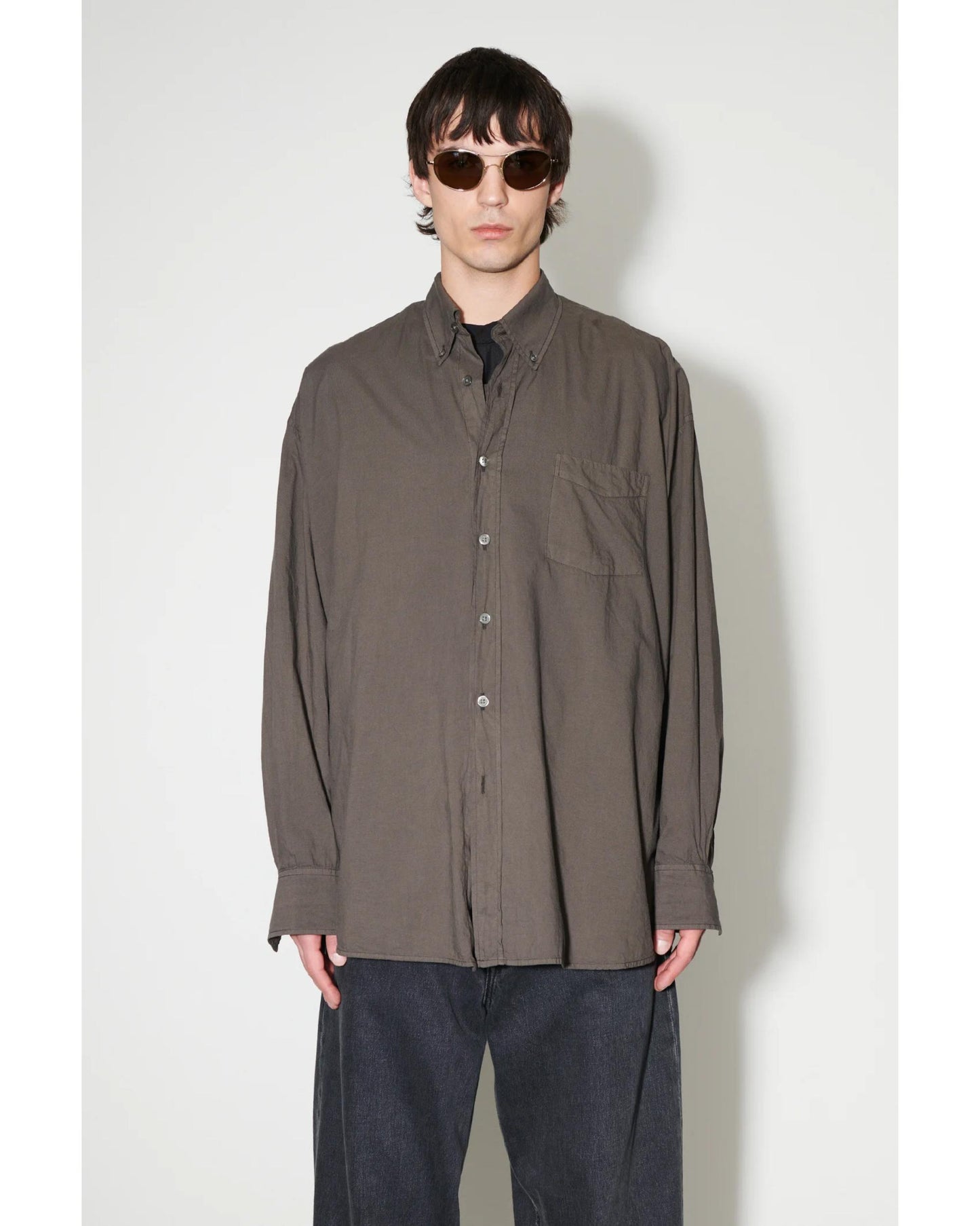 BORROWED BD SHIRT Faded Brown Cotton Voile