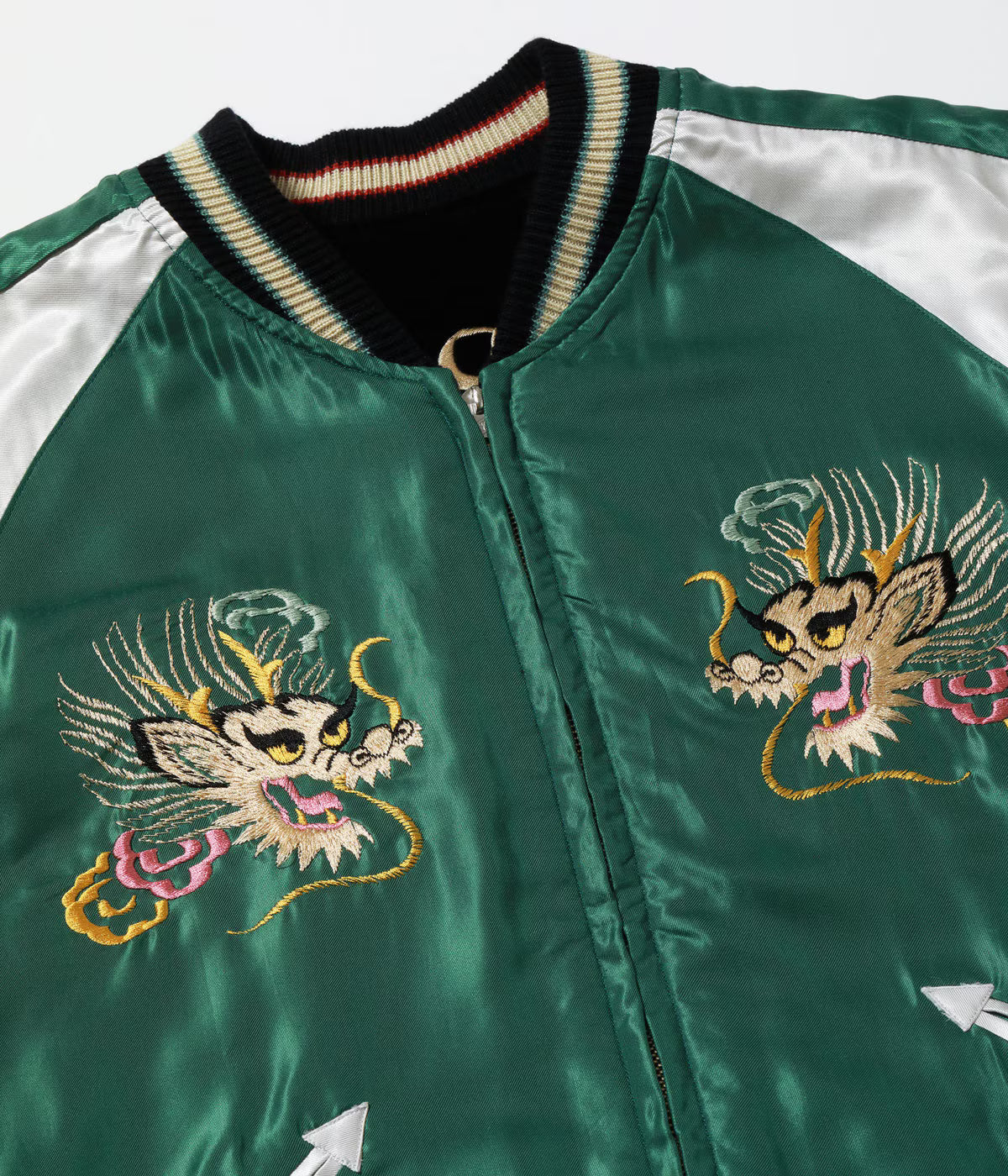 Mid 1950s Style Velveteen (Two-tone) × Acetate Souvenir Jacket “WHITE TIGER” × “GOLD DRAGON” TT15975-119