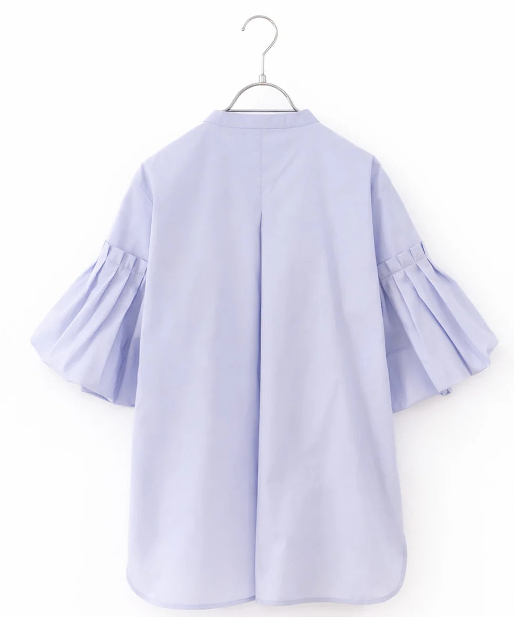 balloon sleeve pintuck embroidery shirt