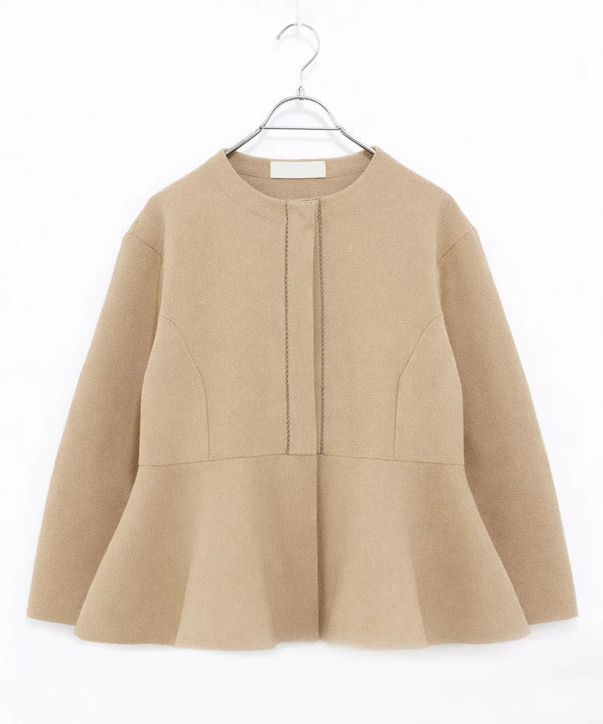 paper knit embroidery peplum jacket