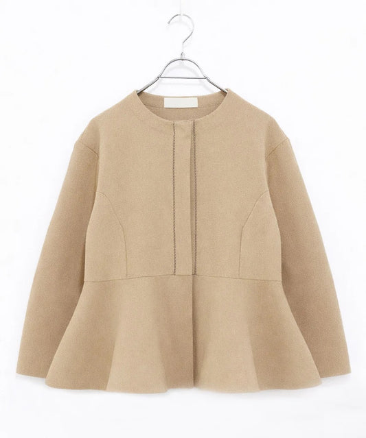 paper knit embroidery peplum jacket