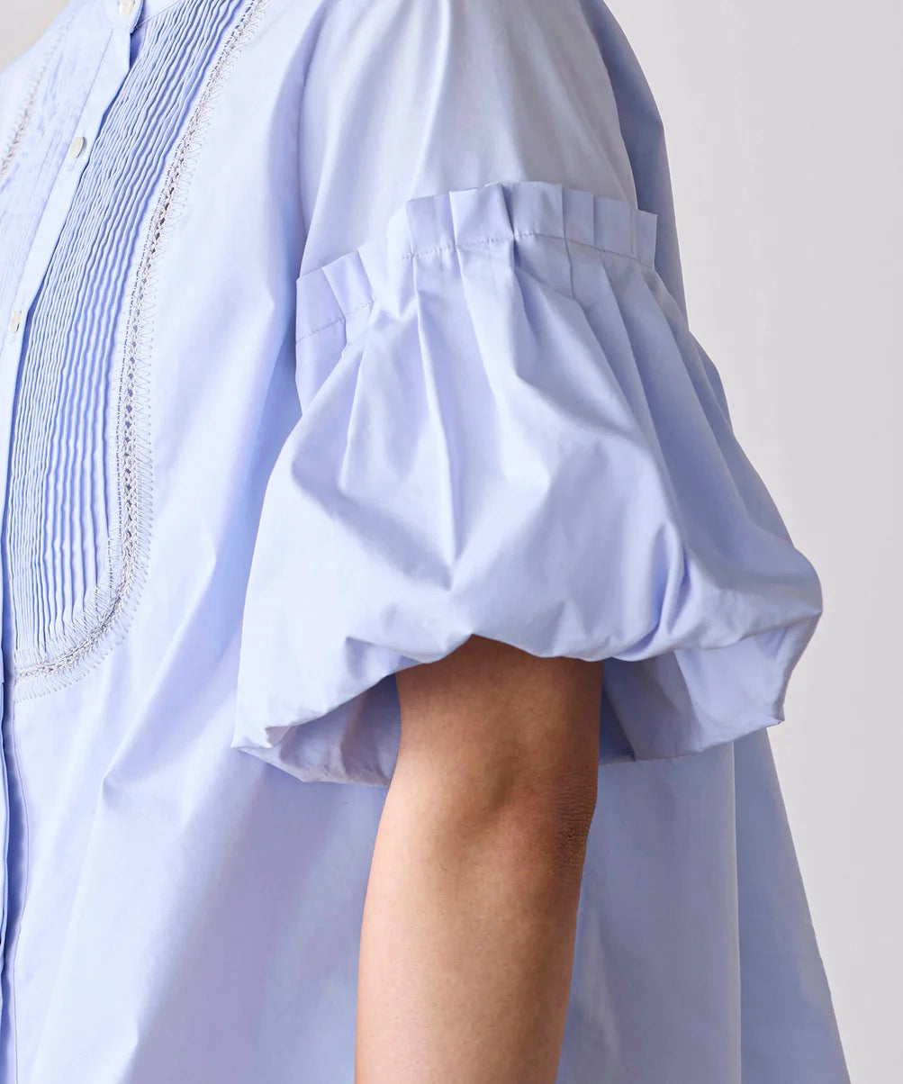 balloon sleeve pintuck embroidery shirt