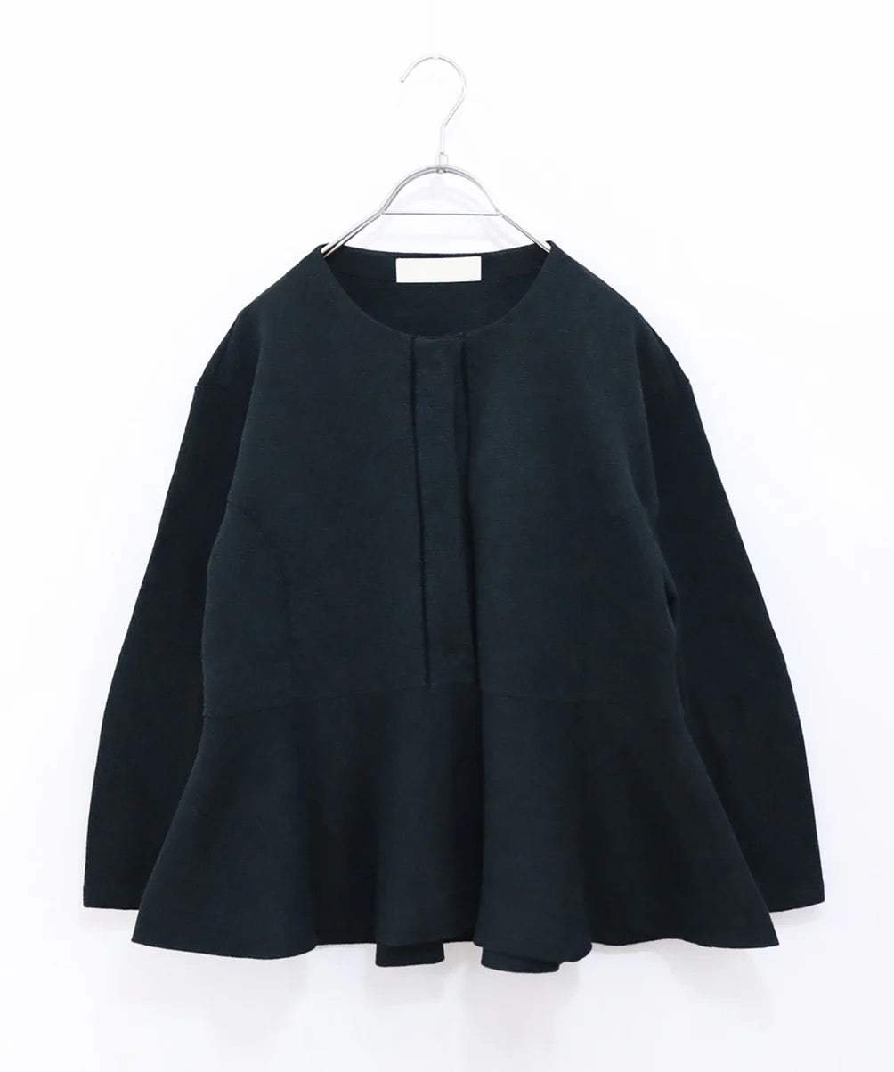 paper knit embroidery peplum jacket