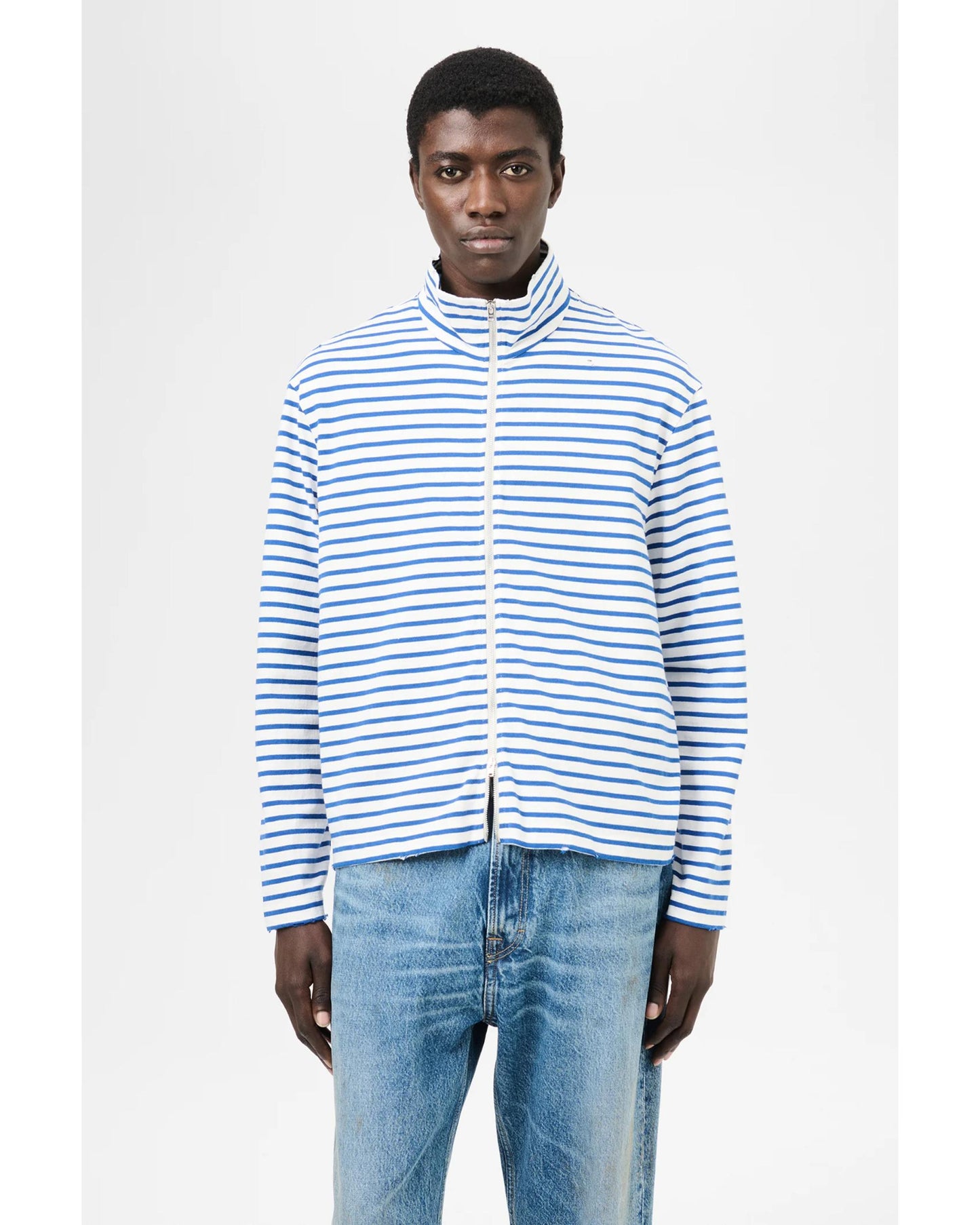SHRUNKEN FULLZIP POLO Genova Stripe